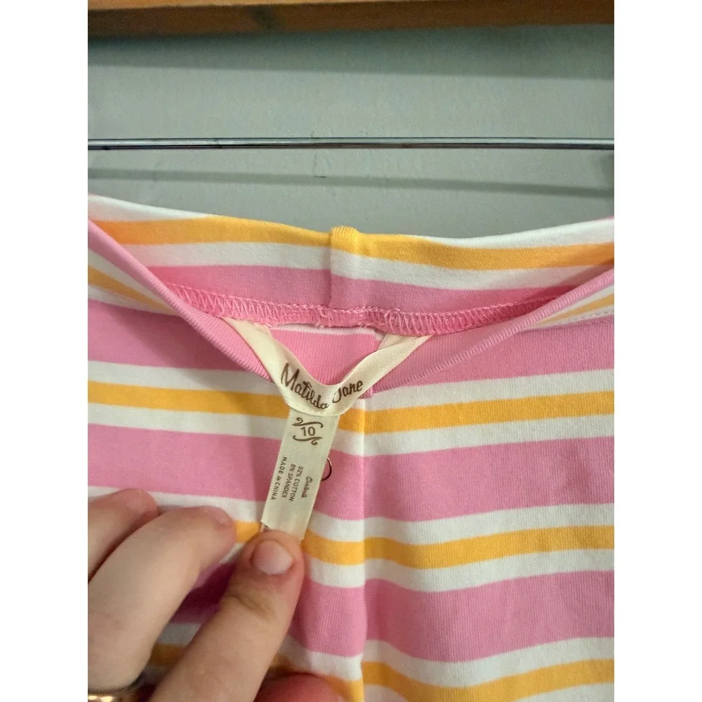 Matilda Jane Ruffle Shorts Girls 10 Pink Yellow‎ Striped Cotton Blend Boutique